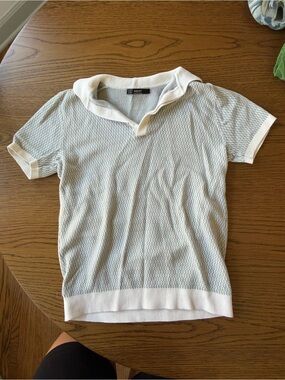 next Light Gray Polo with White Trim